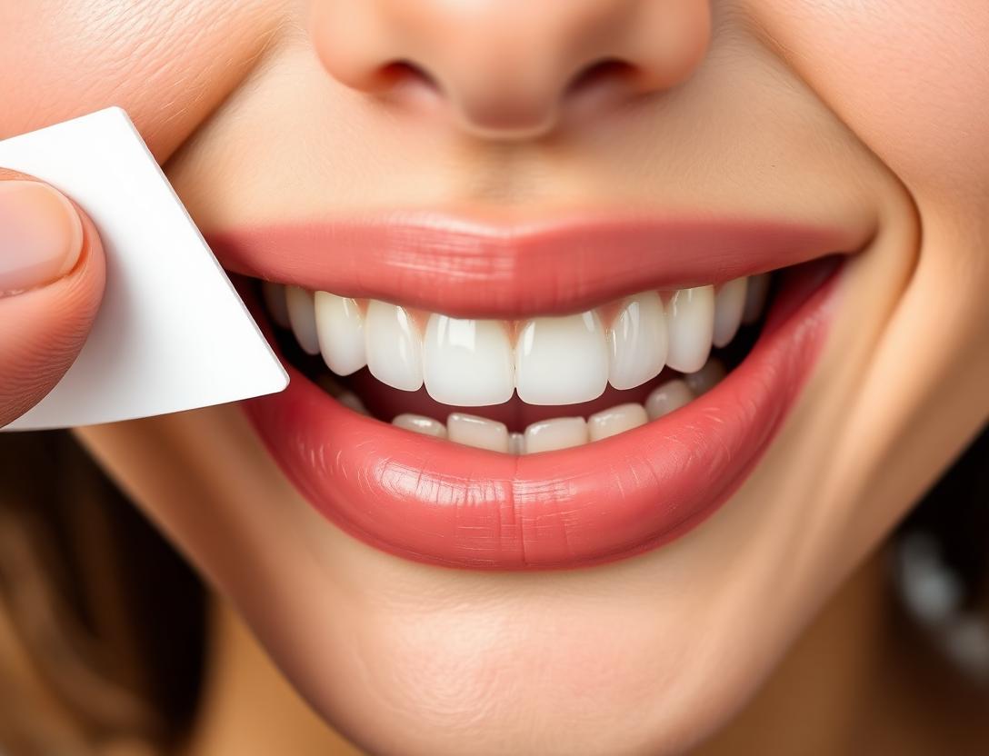 Smile close-up with white card for shade reference